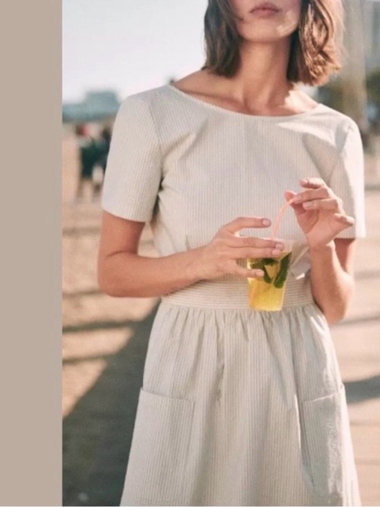 Sezane Dresses & Skirts - Sezane Seersucker Short-Sleeve Midi Dress